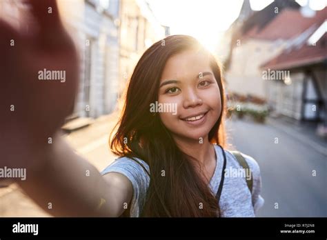 Asian Woman Taking Selfies Hi Res Stock Photography And Images Alamy