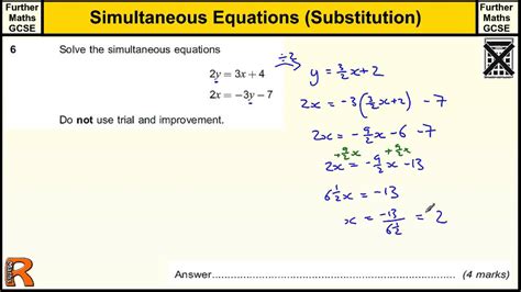 Simultaneous Equations GCSE Further Maths Revision Exam Paper Practice Help YouTube