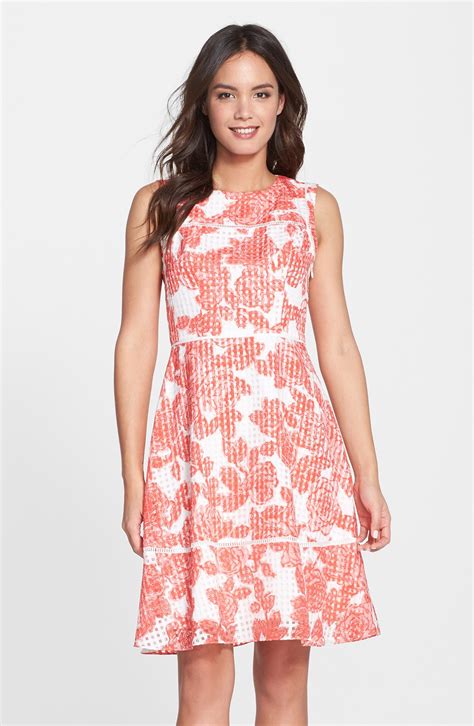 Adrianna Papell Floral Print Organza Fit And Flare Dress Nordstrom
