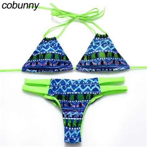 Cobunny 2017 New Brazilian Leopard Bikini Sex Bow Bandage Swimsuit