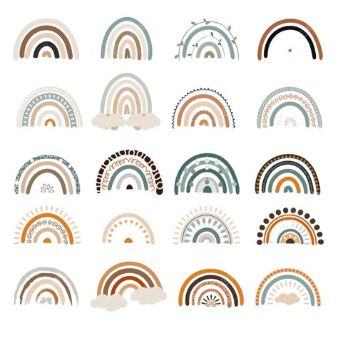 Boho Rainbow Bundle Design Pastel Bundle Abstract Png And Vector