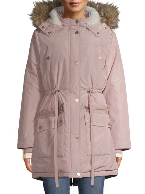 Time And Tru Time And Tru Womens Heavyweight Anorak With Faux Fur