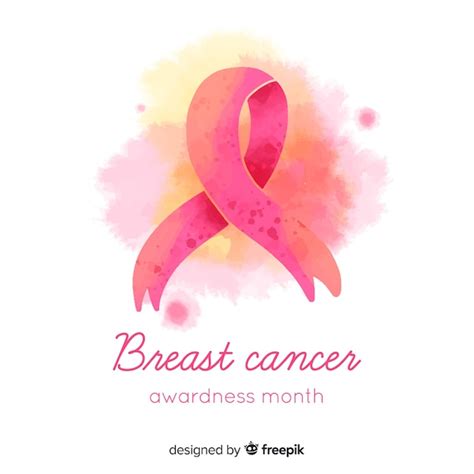Free Vector Watercolor Breast Cancer Awareness With Ribbon