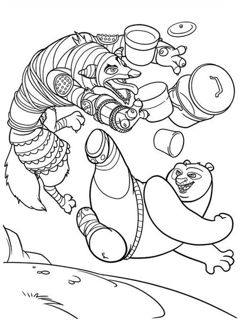 100 best coloring pages of popular characters from your favorite cartoon. Po Jumping In Kick Kung Fu Panda Coloring Page : Kids Play ...