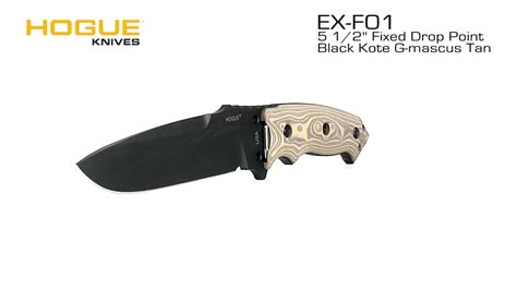 Hogue Knives Ex F01 Fixed Drop Point Blade A 2 Black Kote Black Sheath