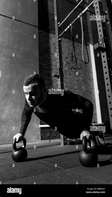 Hard Working Professional Weightlifter Doing Push Ups Stock Photo Alamy
