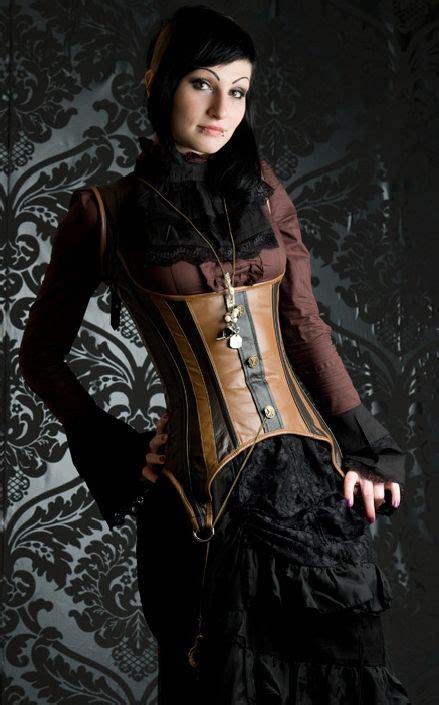 Brown And Black Victorian Gothic Steampunk Corset And Dress