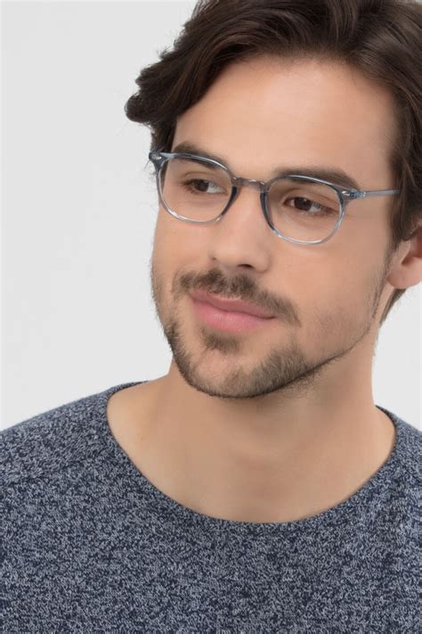 Hubris Round Clear Blue Full Rim Eyeglasses Eyebuydirect