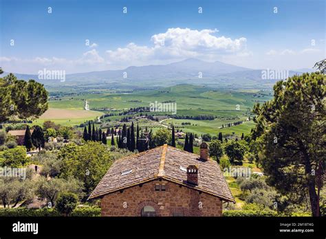 Pienza Siena Province Tuscany Italy View Of The Val Dorcia Or