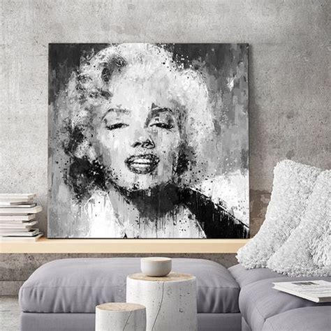 Voir plus d'idées sur le thème marilyn monroe, monroe, dessin. Tableau déco Marilyn Monroe Noir et Blanc | Peinture noir ...