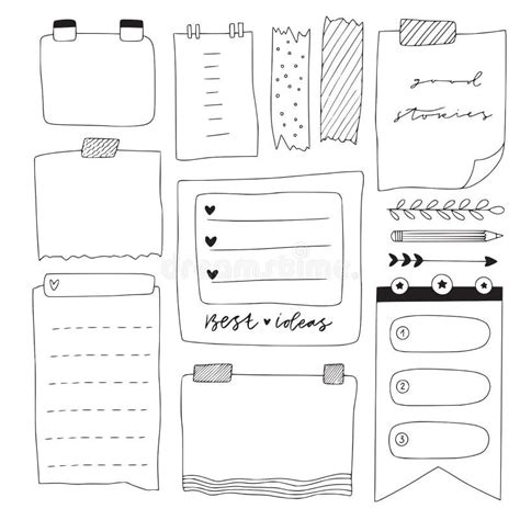Hand Drawn Doodle Notepaper Blank Note Book Sheets Stock Vector