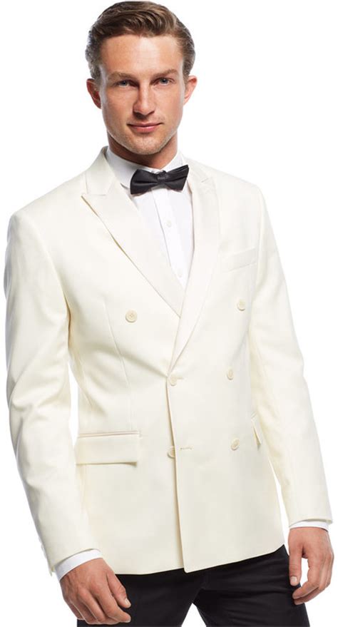 Ryan Seacrest Distinction Off White Double Breasted Dinner Jacket 395