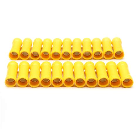100pcs Yellow Butt Insulated 12 10 Gauge Ga Wire Connectors Crimp Tube