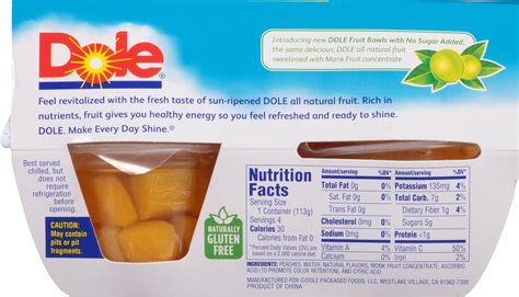 Dole Peach Fruit Cups Nutrition Facts Blog Dandk