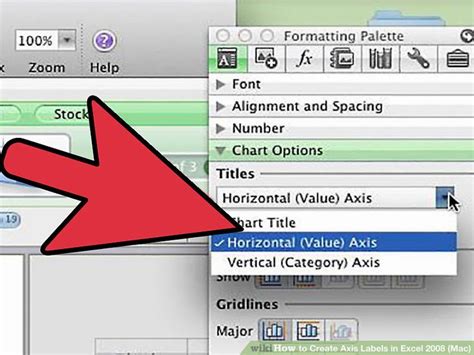 You won't find controls for overwriting text labels in the format task pane. How to Create Axis Labels in Excel 2008 (Mac): 6 Steps