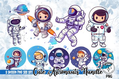 Cute Astronauts Sublimation Clipart Graphic By Mfreem Creative Fabrica