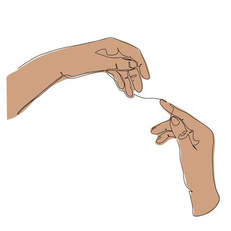 Continuous Line Illustration Of Two Hands Barely Meeting Each Other A