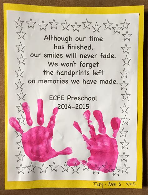 Turned out super cute and the kids loved them for when we signed autographs in year books. Live Inside My Bubble: End of School Year Handprint Craft