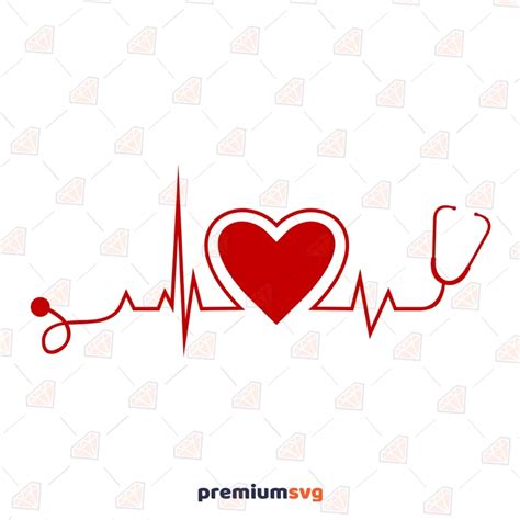 Red Nurse Stethoscope Heartbeat Svg Cut File Premiumsvg