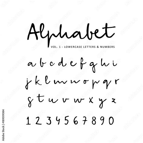 Hand Drawn Vector Alphabet Font Isolated Lower Case Letters And Numbers Written With Marker Or
