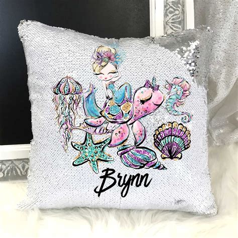 Personalized Mermaid Sequin Pillow Sequin Mermaid Pillow Etsy