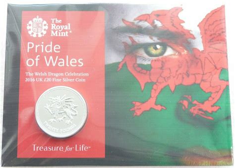 2016 Welsh Dragon £20 Silver Coin Mint Pack Pride Of Wales