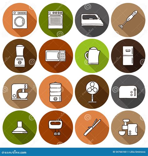 Set Of Hand Drawn Icons On Home Appliance Theme Stock Vector