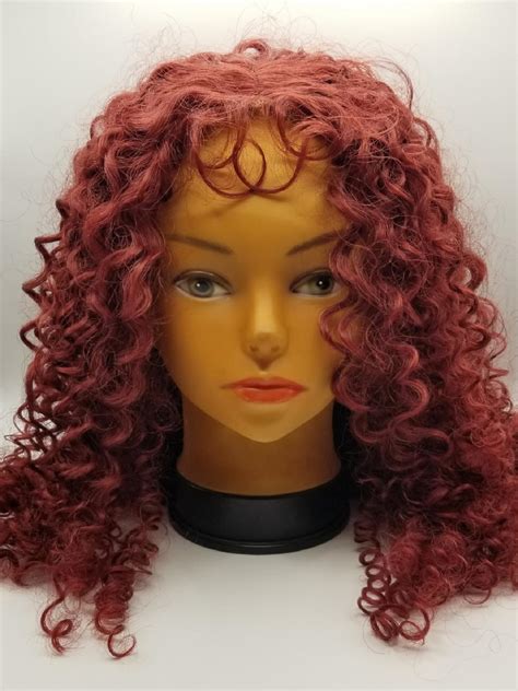 Burgundy Lace Front Curly Synthetic Hair Wig 15 Property Room