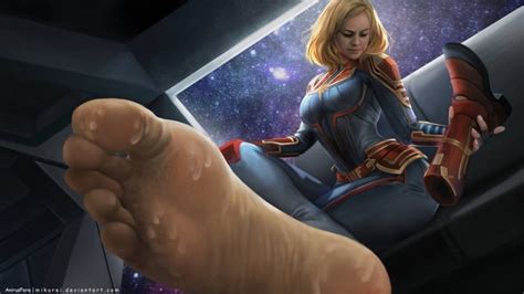 Rule 34 1girls Avengers Barefoot Blonde Bodysuit Boots Boots Removed Breasts Brie Larson