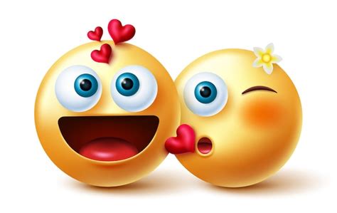 Premium Vector Emoji Couple Emoji Vector Design Inlove 3d Emojis Characters In Kissing And