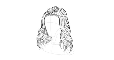 Draw a curved line for the front of the neck. wavy hair soft outline | How to draw hair, Step by step ...