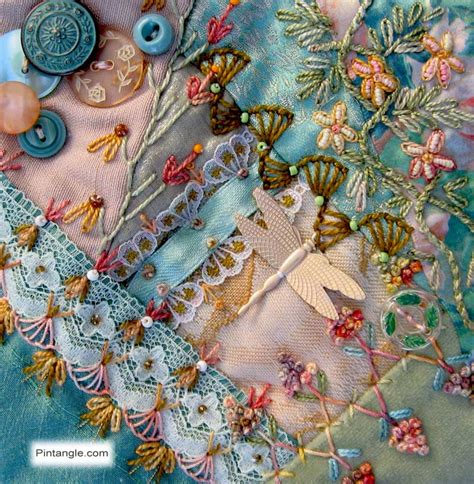 Crazy Quilt Block 99 Pattern And Hand Embroidery Details Pintangle