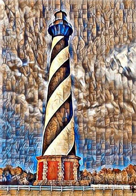 Cape Hatteras Lighthouse Mosaic Abstract Digital Art By