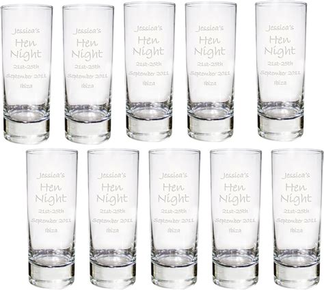 Personalised Pack Of 10 Engraved Shot Glass Uk Kitchen And Home