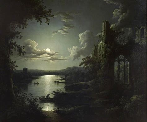 Untitled Gothic Landscape Moonlight Painting Old Paintings