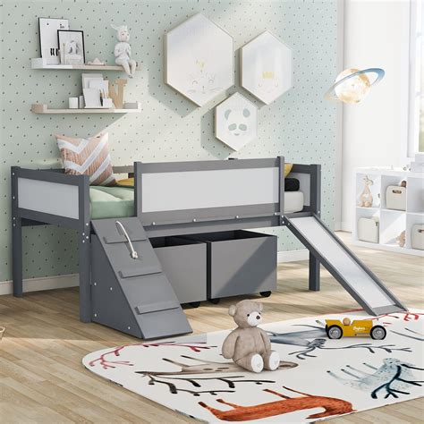 Buy Kids Loft Beds Low Loft Bed Frame With Slide Twin Loft Bed With