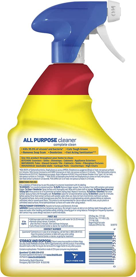 Buy Lysol All Purpose Cleaner Sanitizing And Disinfecting Spray To Clean And Deodorize Lemon