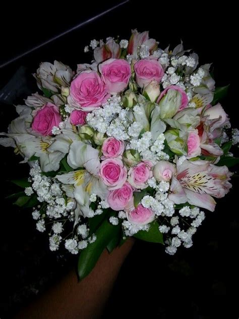 Bridesmaid Bqt Mimi Eden Spray Roses White Alstromeria Lilies Babys