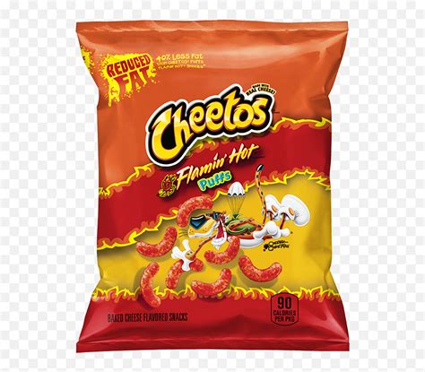 Flamin Hot Cheese Flavored Snacks Hot Cheetos Puffs Reduced Fat Png Cheeto Transparent Free