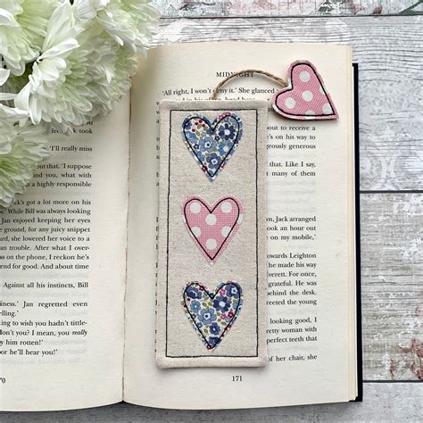 Heart Bookmark Book Lovers T Fabric Book Marker Romantic Reader