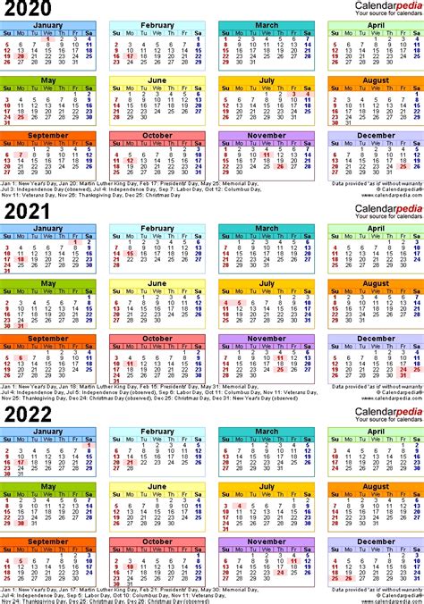 4 Year Calendar 2020 To 2023 Free Letter Templates