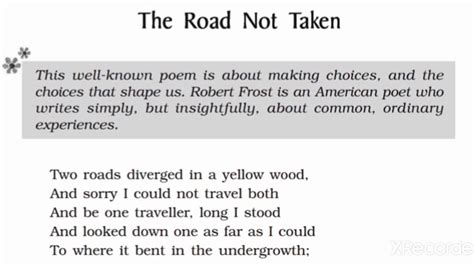 Class 9english Poem 1 The Road Not Taken Youtube