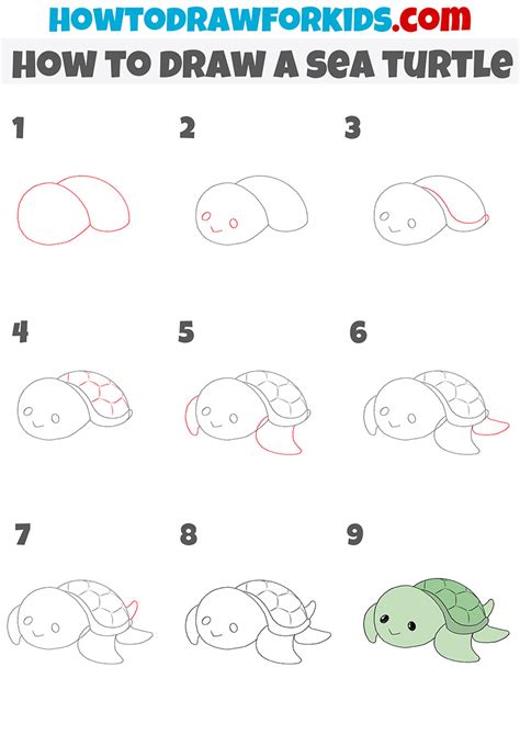 How To Draw A Sea Turtle Easy Drawing Tutorial For Kids