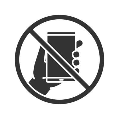 signe interdit avec l icône de glyphe de téléphone portable pas d interdiction de smartphone
