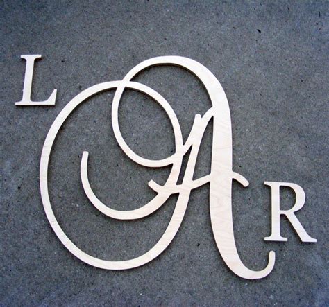 Large Script Monogram Wooden Letter With By Gallerywoodletters