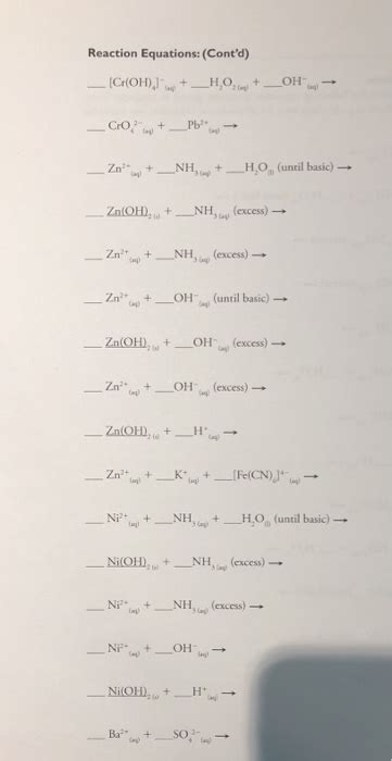 Solved Complete And Balance The Following Equations Chegg Com