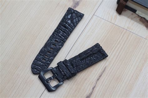 Leather Watch Band Strap For Panerai Watches Black Genuine Etsy
