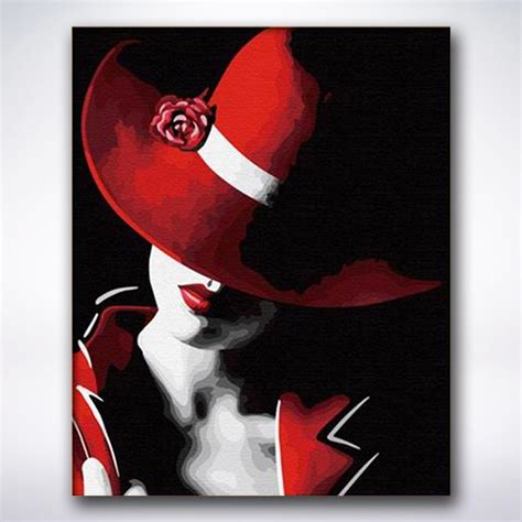 Red Hat Lady Art Canvas Painting Oil Painting On Canvas