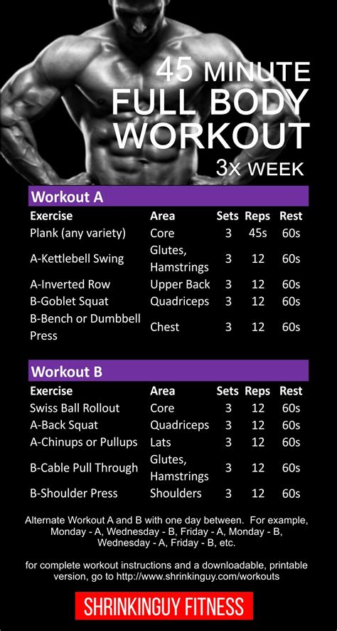 This Is A Balanced Day A Week Full Body Workout Routine Each Session Is About Minutes