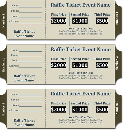 Template For Raffle Tickets With Numbers
